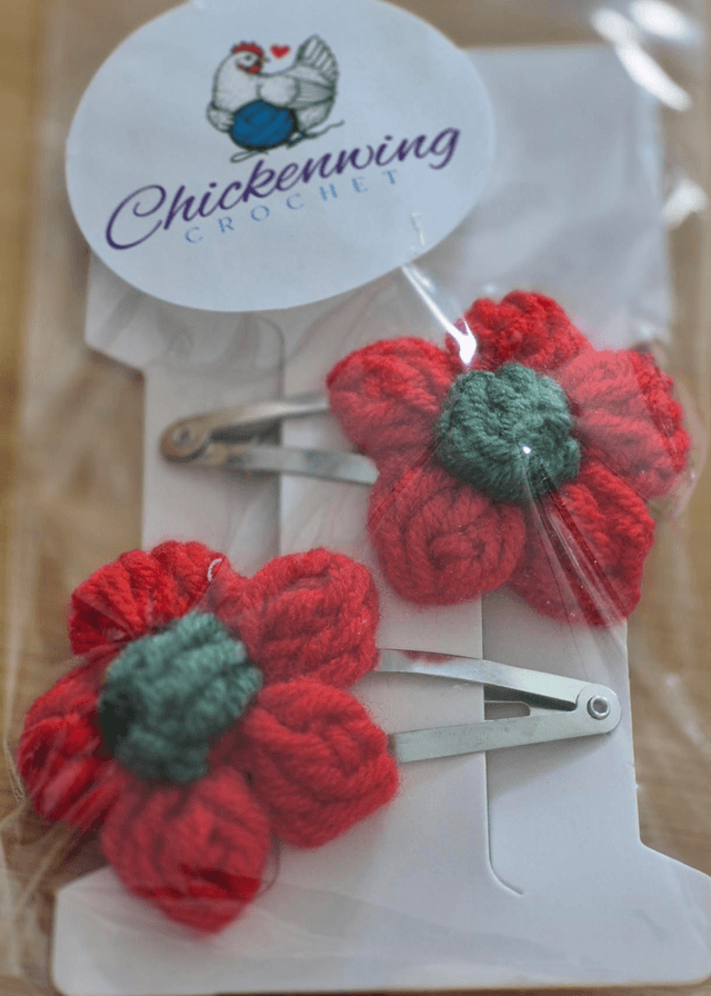 Handmade puff flower hair clips 