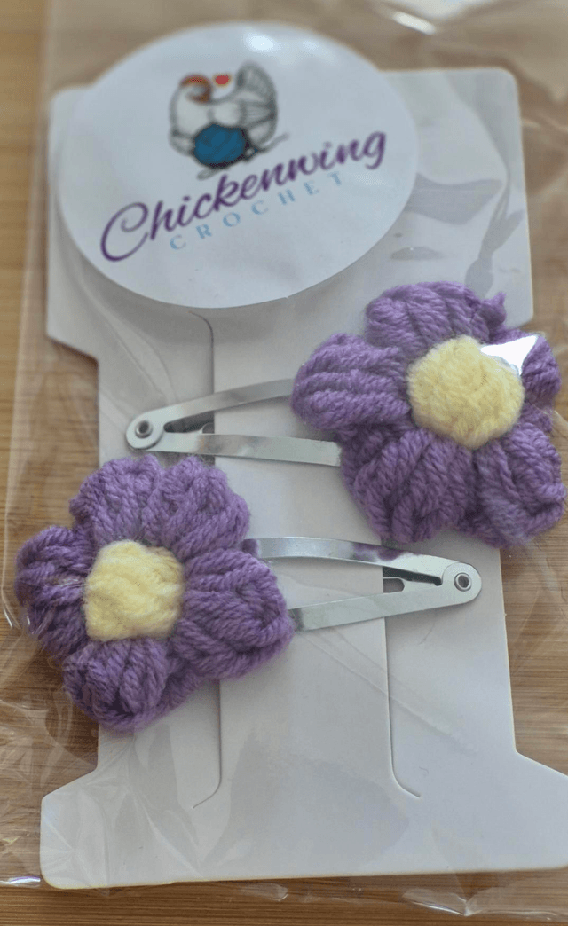 Handmade puff flower hair clips 