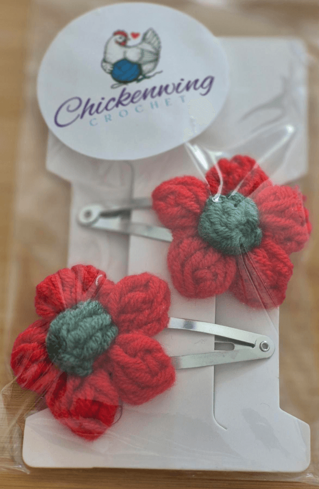 Handmade puff flower hair clips 