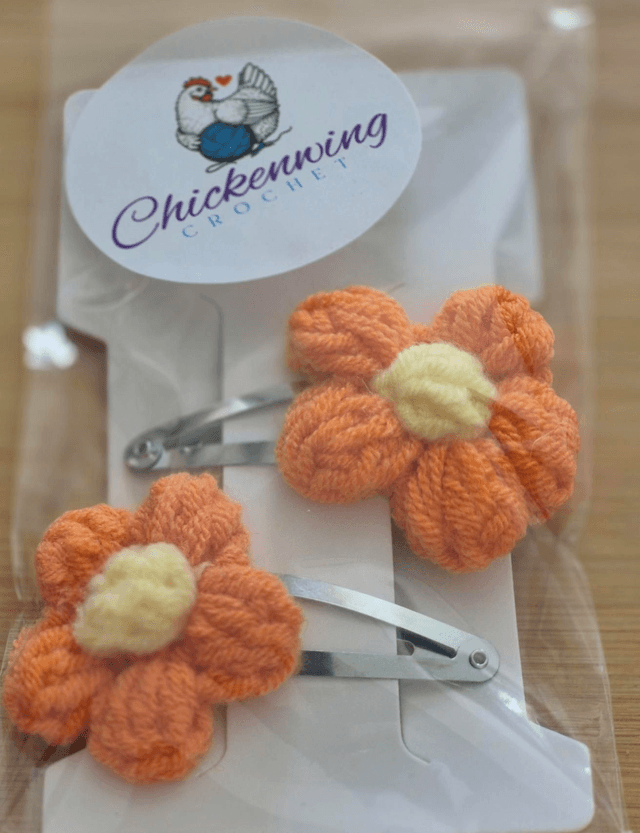 Handmade puff flower hair clips 